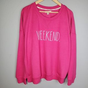 Rae Dunn Weekend pink sweater, XL
